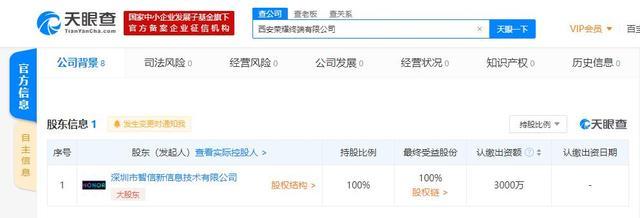 西安榮耀終端有限公司成立 深圳智信全資控股，聚焦計算機軟硬件及外圍設備制造